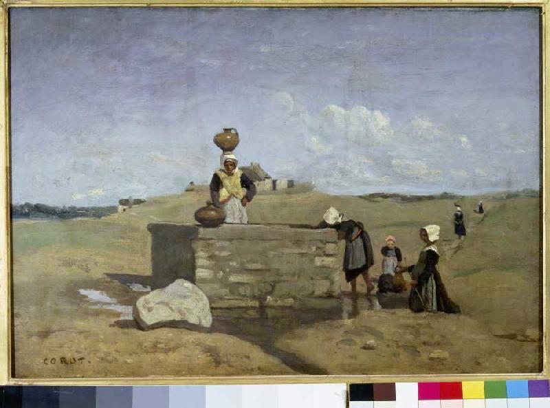 Bretonische Frauen am Brunnen von Jean-Baptiste Camille Corot