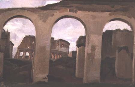 The Colosseum, seen through the Arcades of the Basilica of Constantine von Jean-Baptiste Camille Corot
