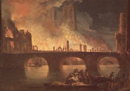 A Fire at the Hotel-Dieu in 1772 von Jean Baptiste Genillion