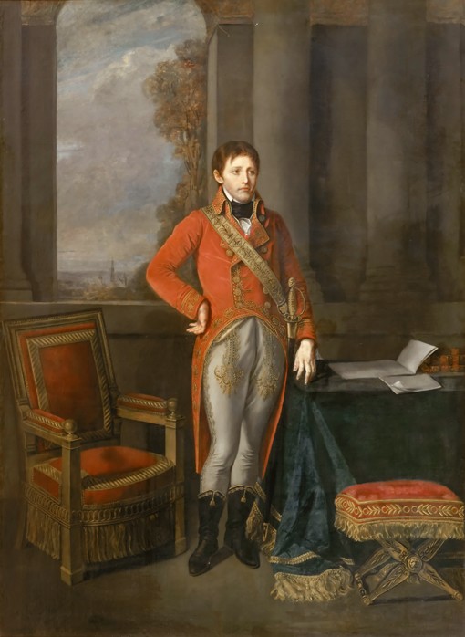 Napoleon Bonaparte als Erster Konsul vor einer Stadtansicht Antwerpens von Jean Baptiste Greuze