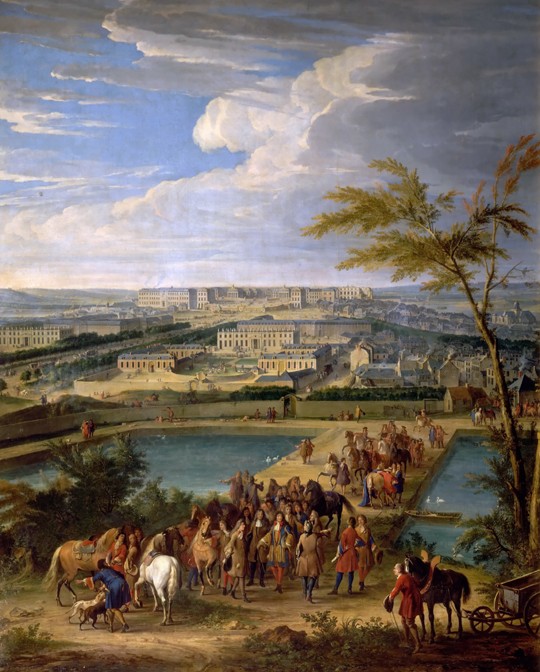 Ansicht der Stadt Versailles und des Schlosses vom Hügel von Montbauron aus von Jean-Baptiste Martin