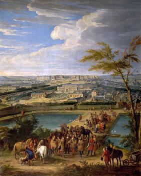 Ansicht der Stadt Versailles und des Schlosses vom Hügel von Montbauron aus 1693