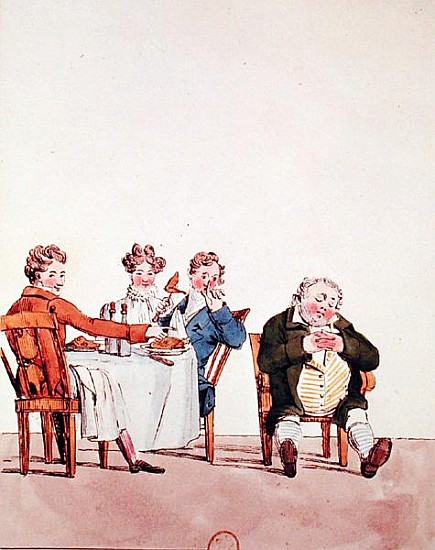 Qui dort dine'', caricature of a man sleeping after dinner von Jean Francois Garneray