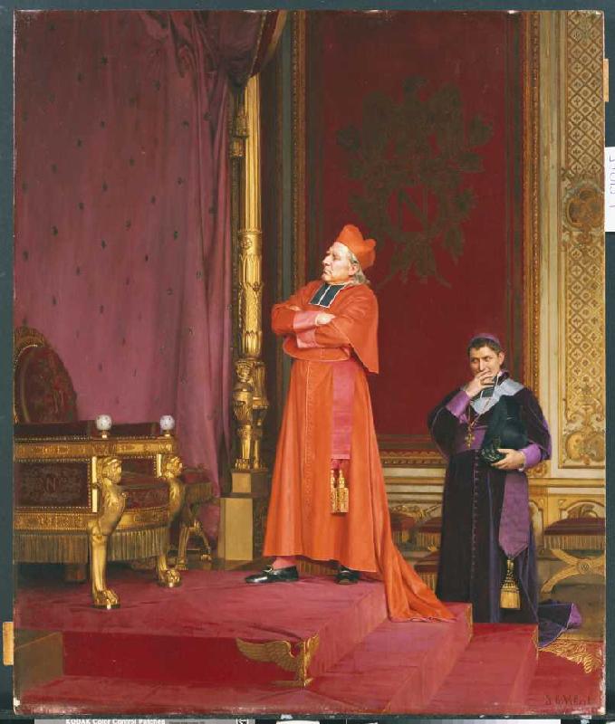 Ein Kardinal betrachtet Napoleons Thron. von Jean or Jehan Georges Vibert