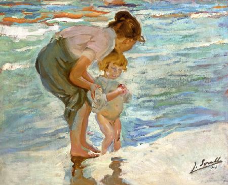 Mutter und Kind am Strand. 1908