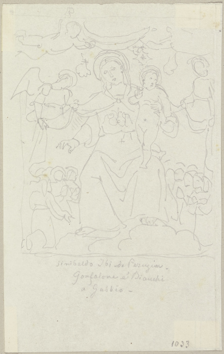 Die Mantelmadonna, nach einer Gonfalone in der Confraternita a Bianche in Gubbio von Johann Anton Ramboux