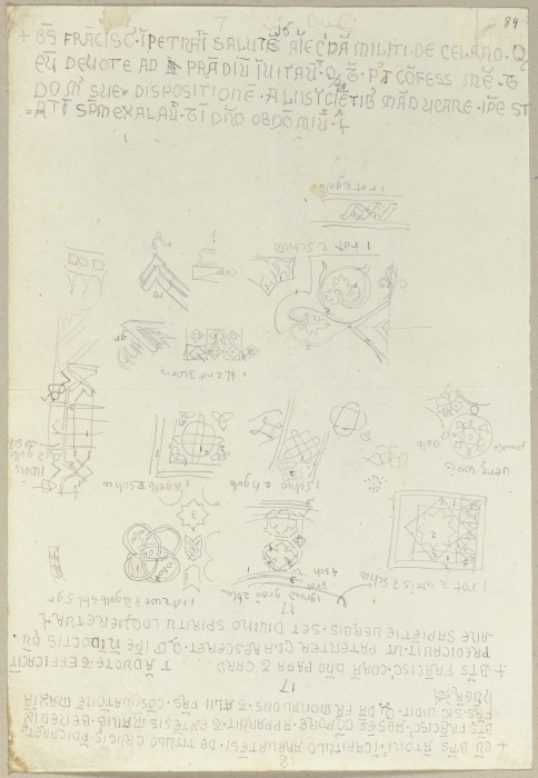 Die Nachschrift einer Inschrift sowie sowie die Nachzeichnung einzelner Ornamente von Johann Anton Ramboux