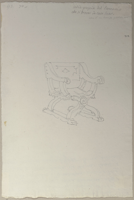 Ein Stuhl, der sich im Wohnzimmer des Giovanni Boccaccio in Certaldo befinde von Johann Anton Ramboux