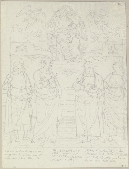 Nach einer Tafel hinter dem Hauptaltar der Kathedradel von Città della Pieve von Johann Anton Ramboux