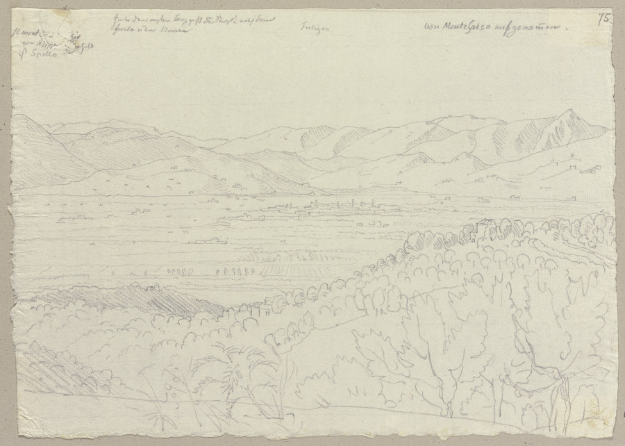 Umbrier Tal in dessen Mitte Foligno liegt, mit vielen Villen und Castellen von Johann Anton Ramboux