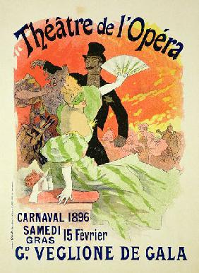Reproduction of a Poster Advertising the 1896 Carnival at the Theatre de l'Opera 15th Febru