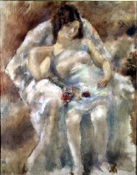 Young Woman Seated with Flowers 1929