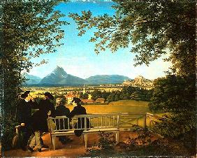 Aussicht vom Gaisberg auf Salzburg 1817
