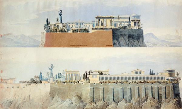 Ansichten der Akropolis gegen Osten und Norden 1834