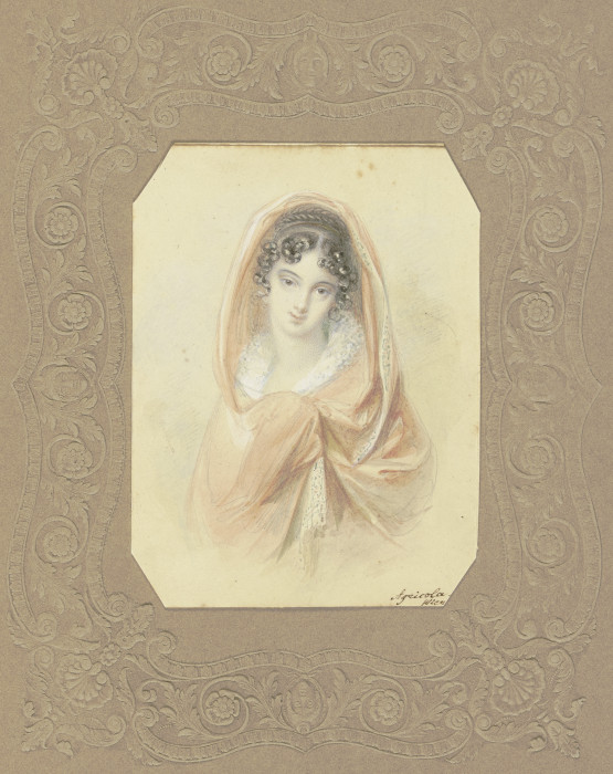 Brustbild einer Dame mit Schleier von Karl Joseph Aloys Agricola