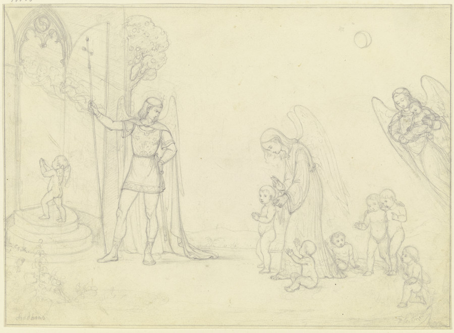 Engel und Kinder an der Pforte des Paradieses von Carl Friedrich Sandhaas