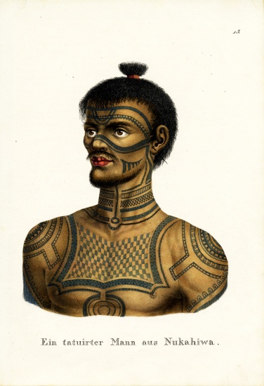 Tattooed Man Of Nukahiwa von Karl Joseph Brodtmann