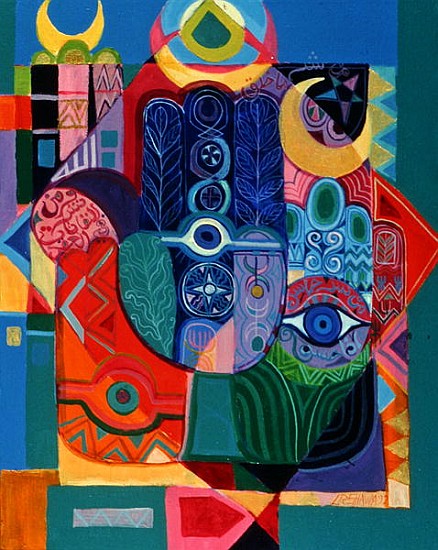 Hands as Amulets I, 1992 (acrylic on canvas)  von Laila  Shawa