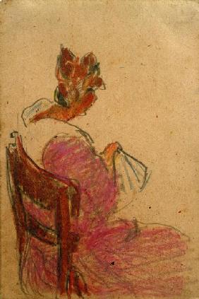 Ohne Titel (Frau auf Stuhl sitzend, von rechts)  1919