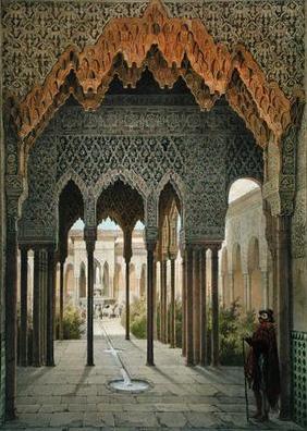 The Court of the Lions, the Alhambra, Granada, 1853 (coloured litho) 1454