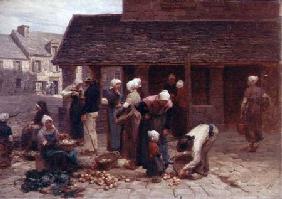 The Market Place of Ploudalmezeau, Brittany 1877