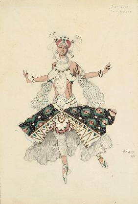 La Fiancee. Kostümentwurf für Tamara Karsawina zum Ballett "Der blaue Gott" von R. Hahn 1912