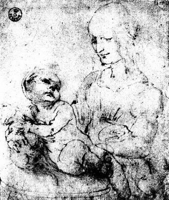 Study of a Madonna and Child (pen & ink) von Leonardo da Vinci