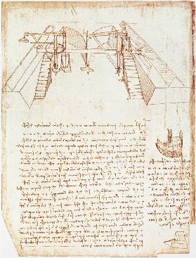 Facsimile of Codex Atlanticus 363vb Pulley System for the Construction of a Staircase 1503/4-07