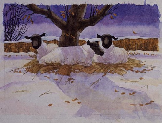 Sheep in the Snow  von Linda  Benton