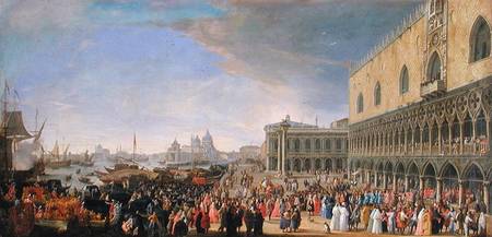 Arrival of the Comte Languet de Gergy at the Palazzo Ducale, Venice von Luca Carlevaris
