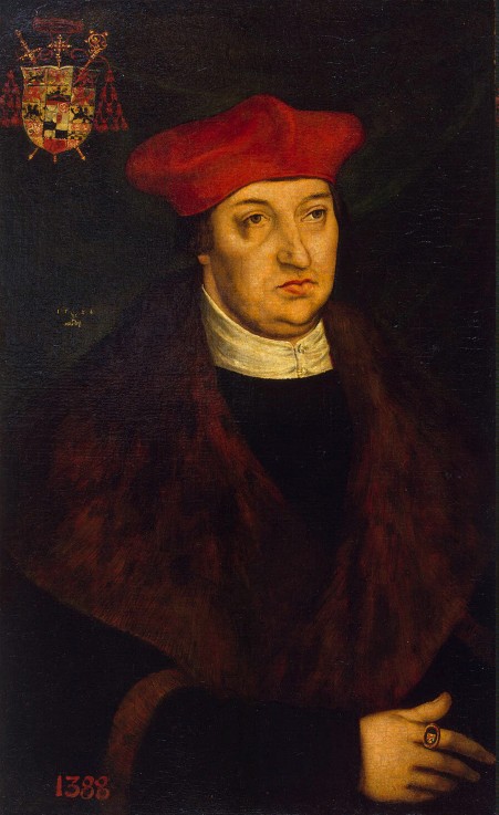 Porträt des Albrecht von Brandenburg (1490-1545), Kurfürst und Erzkanzler des Heiligen Römischen Rei von Lucas Cranach d. Ä.