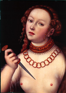 Selbstmord der Lucretia. Detail: Kopf der Lucretia. von Lucas Cranach d. Ä.