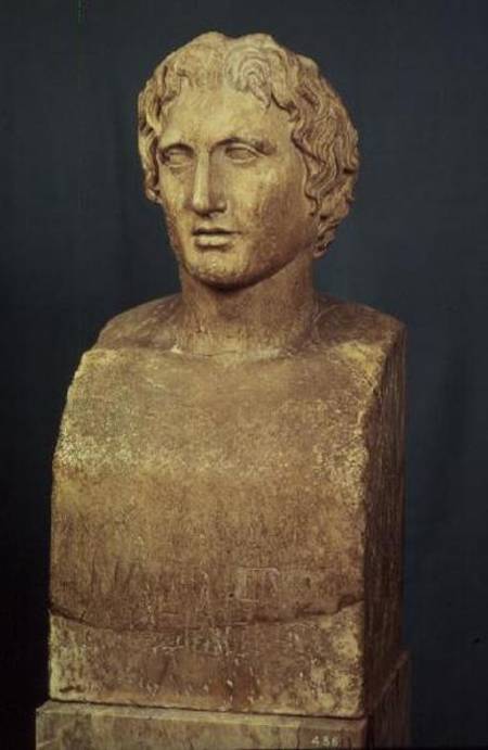 Portrait bust of Alexander the Great (356-323 BC) known as the Azara herm von Lysippos
