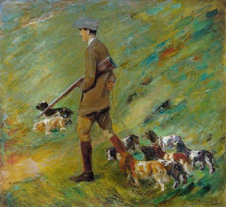 Jäger in den Dünen – Trainer mit Hunden 1913