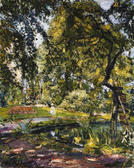 Garten in Godrammstein mit Verwachsenem Baum und Weiher 1910