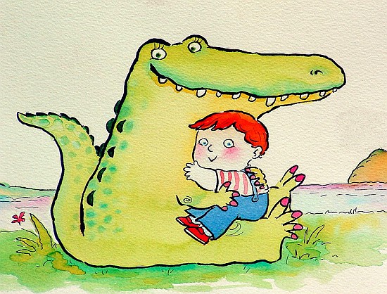 Crocodile Hug, or Best Friends (pen & ink and w/c on paper)  von Maylee  Christie