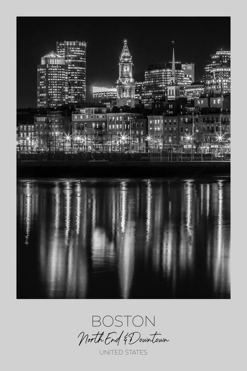 Im Fokus: BOSTON Abendliche Skyline von North End  von Melanie Viola