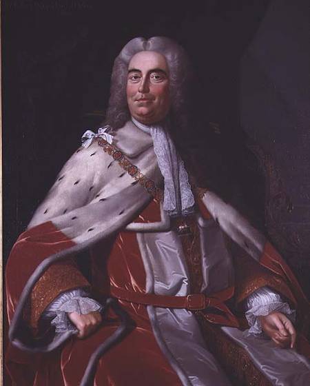 Sir Robert Walpole, Earl of Orford (1676-1745), first Lord of the Treasury and Chancellor of the Exc von Michael Dahl