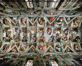 Decke der Sixtinischen Kapelle, Gesamtansicht. 1508-1512. Zustand nach der Restaurierung. 1508-1512