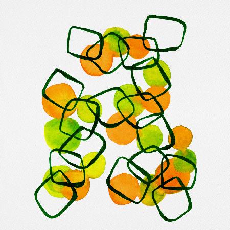 Formen Kette Quadrate Orange Grün Abstrakt