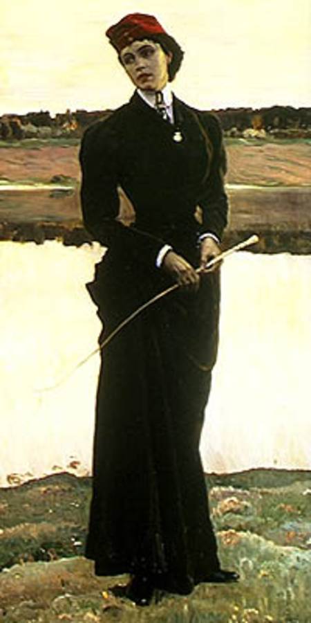 Portrait of Olga Nesterova or, Woman in a Riding Habit von Mikhail Vasilievich Nesterov