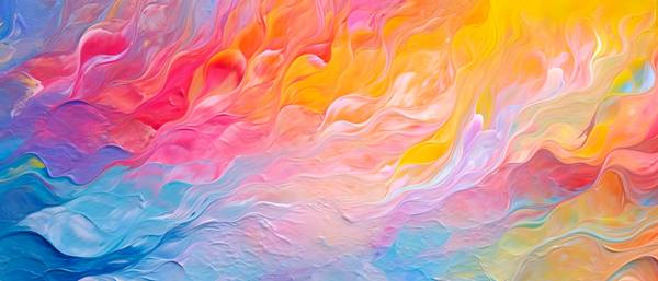 Abstraktes Gemälde mit leuchtenden Farben, abstrakter Acrylkunstwerk im Stil fließender Pinselstrich von Miro May