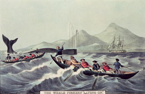 The Whale Fishery 'Laying on', 1852 (litho) von N. Currier
