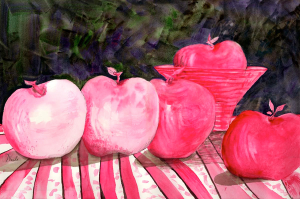 cranberry glass and pink apples von Neela Pushparaj