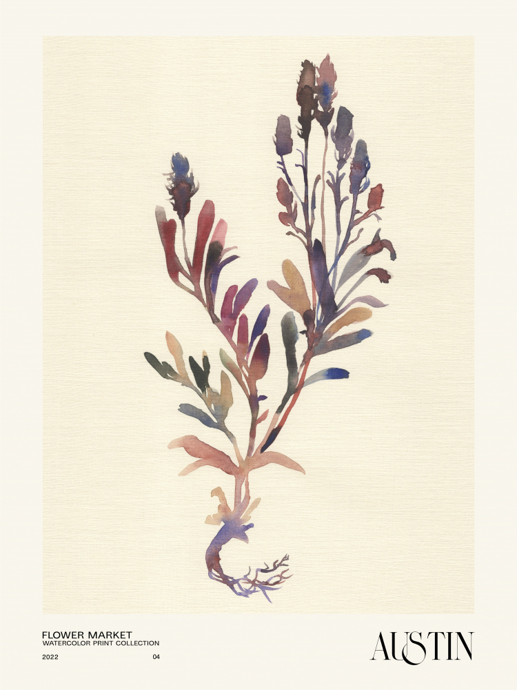 Sammlung von Aquarelldrucken. Blumenmarkt – Austin von NKTN