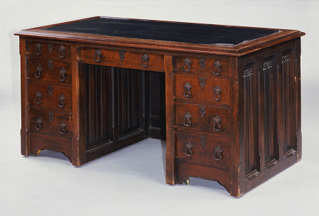 An Oak Kneehole Desk By A von 