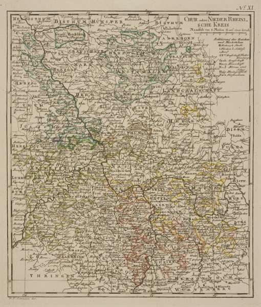 Landkarte Niederrhein.Kreis von 