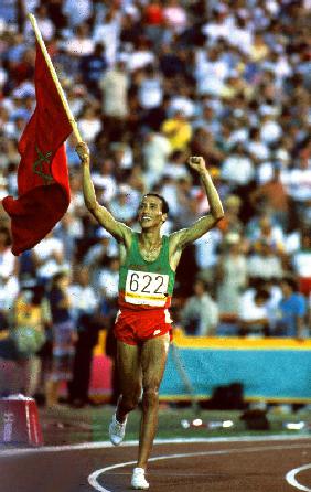 Olympic Games in Los Angeles: Moroccan athlet Said Aouita win the 5000m 1984