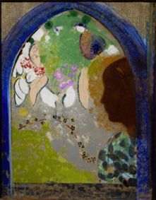 Profil einer Frau in einem Fenster von Odilon Redon