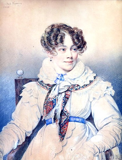 Portrait of Sophie Rostopchine (1799-1874) Countess of Segur, 1823 (colour pencil on paper) von Orest Adamovich Kiprensky